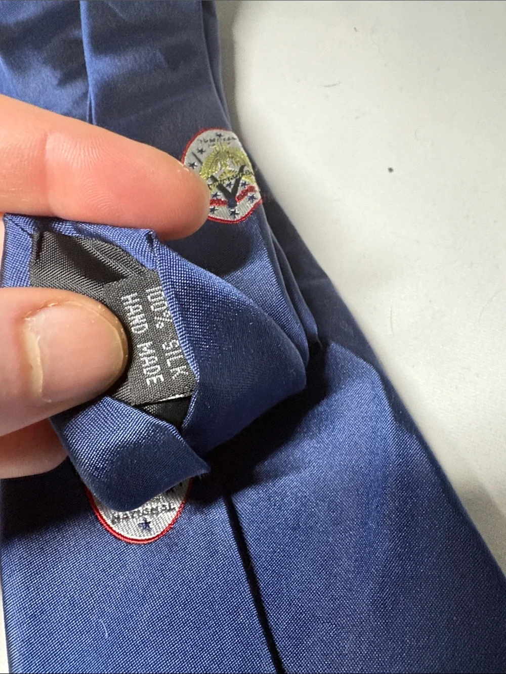 Masons Vintage Navy Silk Tie with Crest